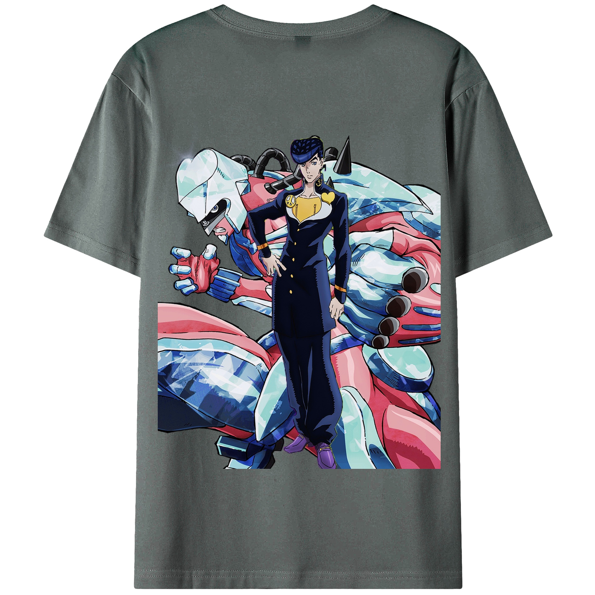 （画像用） ジョジョの奇妙な冒険 ひがしかた じょうすけ JoJo's Bizarre Adventure Higashikata Josuke 綿100％半袖Tシャツ（背面プリント）